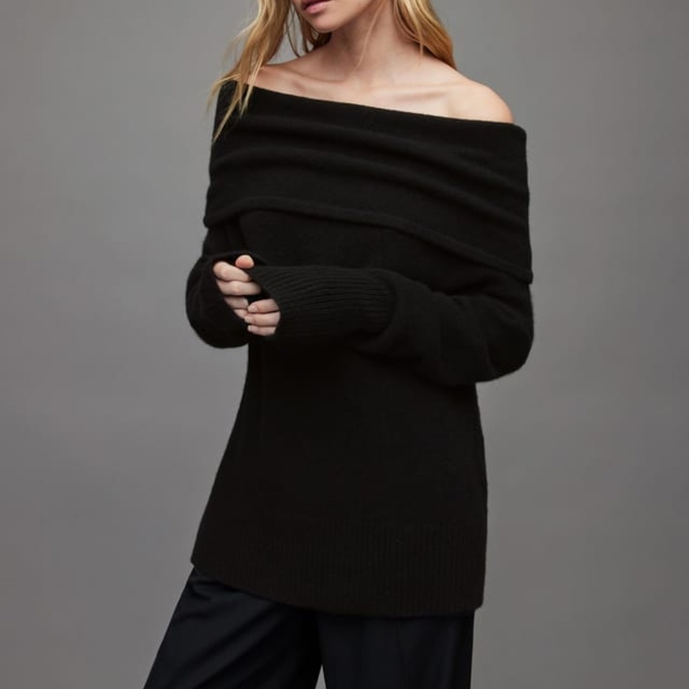NWOT Allsaints Lea Off The Shoulder Wool Blend Sweater - size large